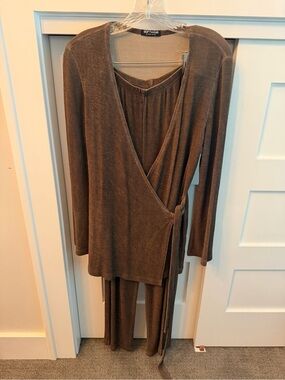 Softwear by Mark Singer Women's Brown Wrap Pantsuit